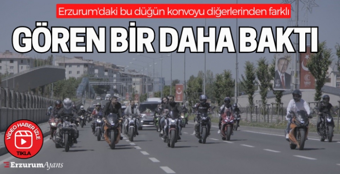 Erzurum'da motosikletli düğün alayı