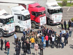 Erzurumdan Doğu Gutaya 5 tır insani yardım