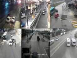 Erzurum'da MOBESE'ye yansıyan trafik kazaları