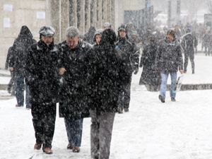Erzurum'da beklenen kar geldi