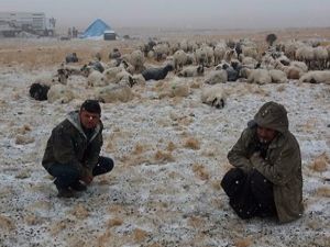 Erzurum'un yüksek kesimlerine kar yağdı