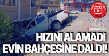 Araç evin bahçesine uçtu