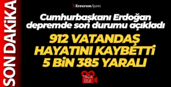 Erdoğan: Pek çok bölgede enkaz kaldırma çalışması sürdüğü için ölü ve yaralı sayısının nereye kadar yükseleceğini bilemiyoruz