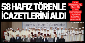 Erzurum'da 58 kuran kursu öğrencisi icazet merasiminde belgelerini aldılar