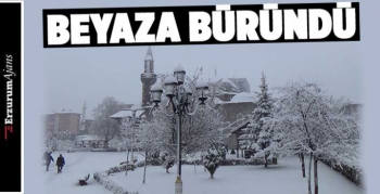 Erzurum'da eşsiz kar manzarası