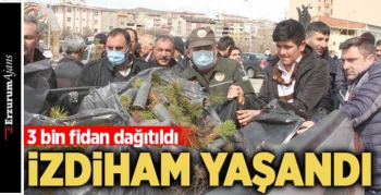 Fidan dağıtımında izdiham yaşandı