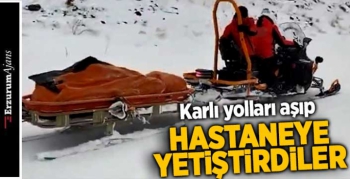 Kar motoru ile, ambulansa ulaştırdılar 