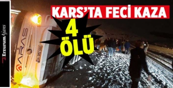 Kars'ta yolcu otobüsü devrildi