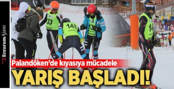 Palandöken'de sporcular kıyasıya mücadele etti