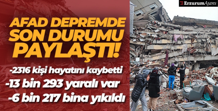 AFAD: Can kaybı sayısı 2316'ya yükseldi