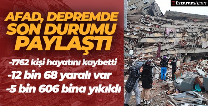 AFAD: Can kaybı sayısı bin 762'ye yükseldi