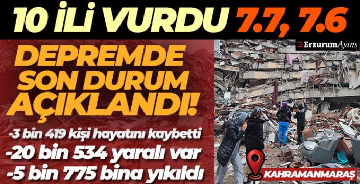 Depremde can kaybı sayısı 3 bin 419'a yükseldi