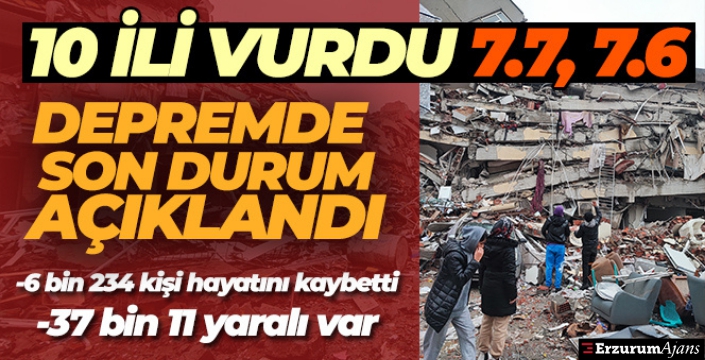 Depremde can kaybı sayısı 6 bin 234'e yükseldi