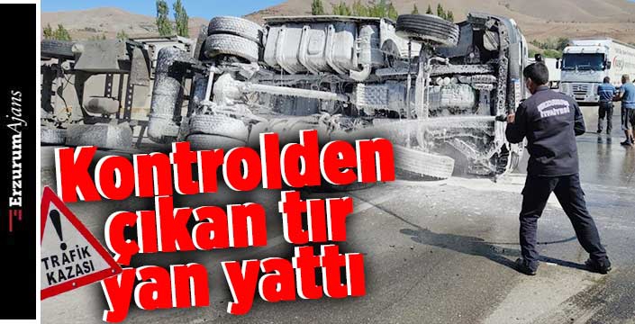 Direksiyon hakimiyetini kaybeden tır yan yattı: 1 yaralı