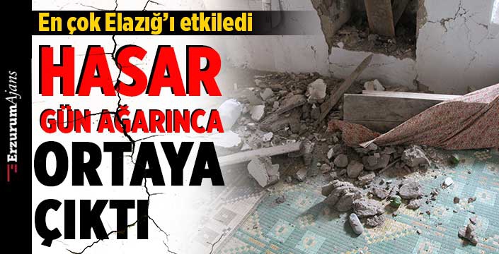 Elazığ'da hasar, gün ağarınca ortaya çıktı 