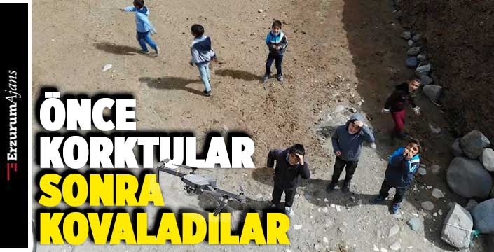 İlk kez drone gören çocukların şaşkınlığı