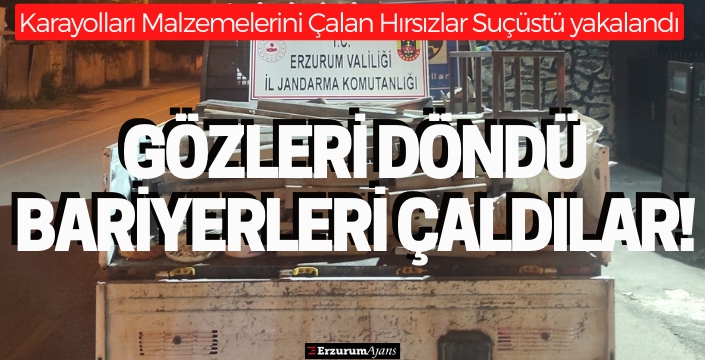 Karayollarına ait bariyeleri çalan hırsızlara Jandarma'dan suçüstü