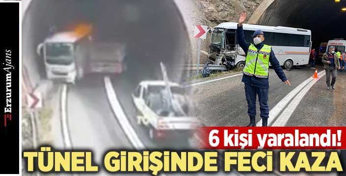 Kontrolden çıktı, tünel girişinde yolcu otobüsüne çarptı