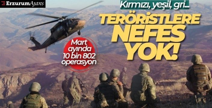 Mart ayında terör örgütlerine yönelik 10 bin 802 operasyon