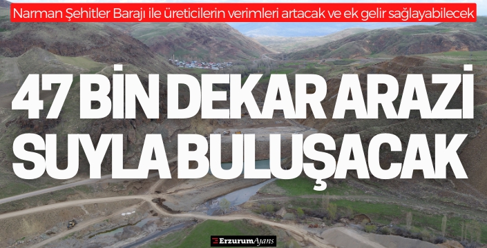 Narman Şehitler Barajında çalışmalar sürüyor