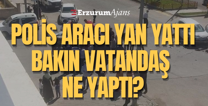 Polis aracı yan yattı!