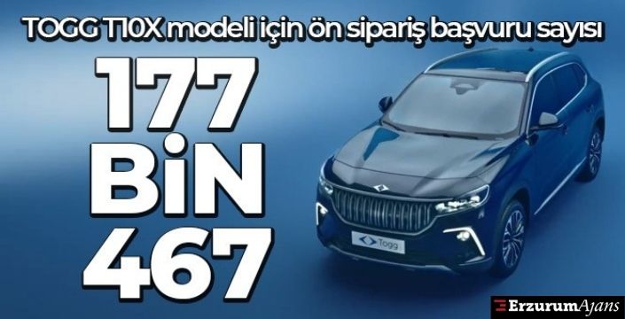 TOGG T10X modeli için ön sipariş başvuru sayısı 177 bin 467 oldu