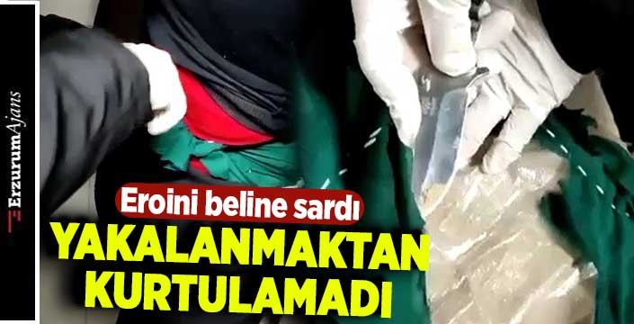 Uyuşturucuyu beline sardı!