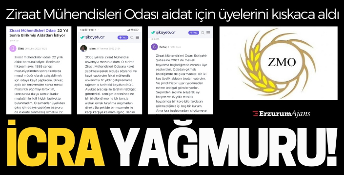 Ziraat Mühendisleri Odası aidat için üyelerini kıskaca aldı